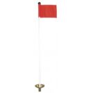 Putting green pin with red flag