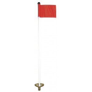 Putting green pin with red flag