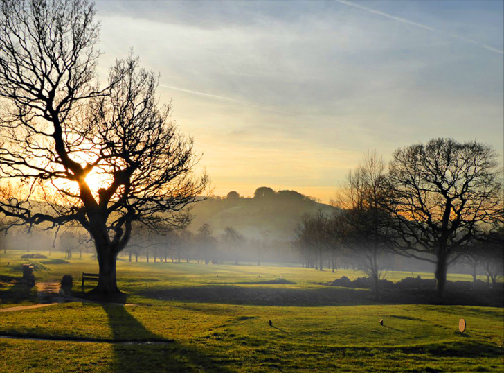 Golf Course featured hole on a misty morning